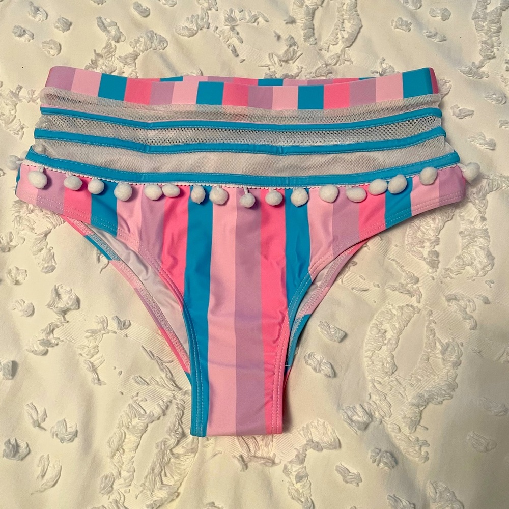 High Waisted Striped Bikini Bottom